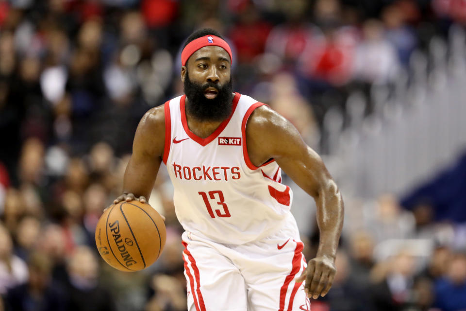 James Harden’s 54 points weren’t enough for the Rockets to get past the Wizards on Monday. (Getty)