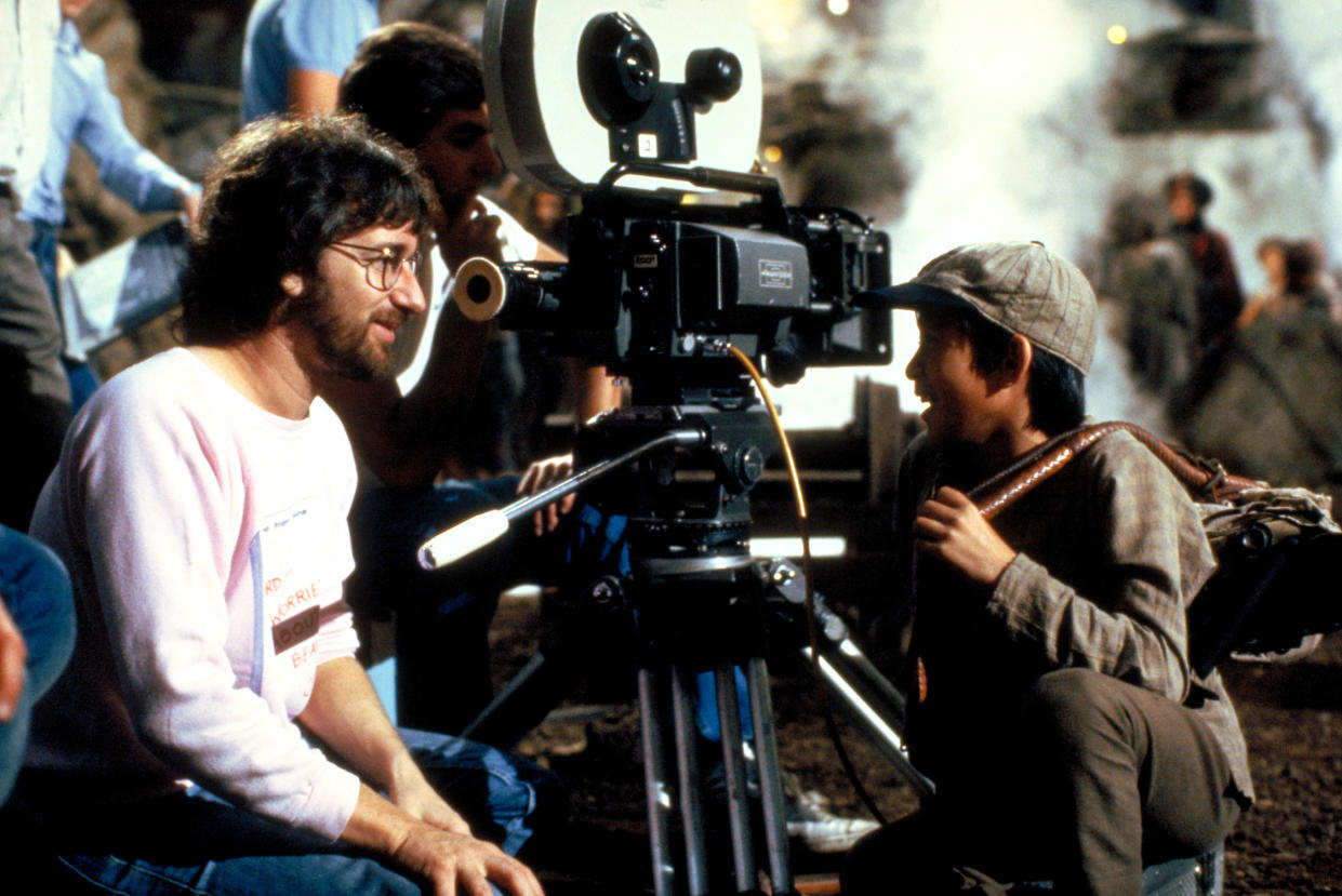 Steven Spielberg and Quan on the set of Indiana Jones and the Temple of Doom, which the actor describes as a 