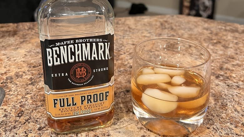 Benchmark Full Proof bottle on counter