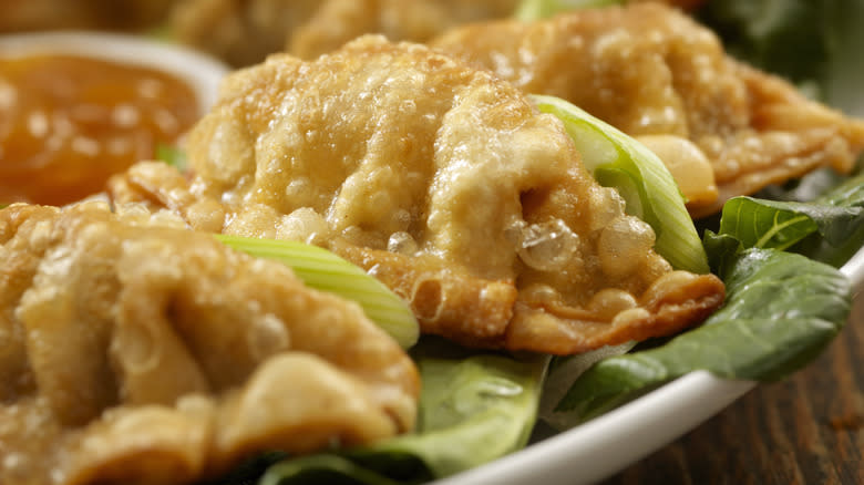 deep fried dumplings on plate