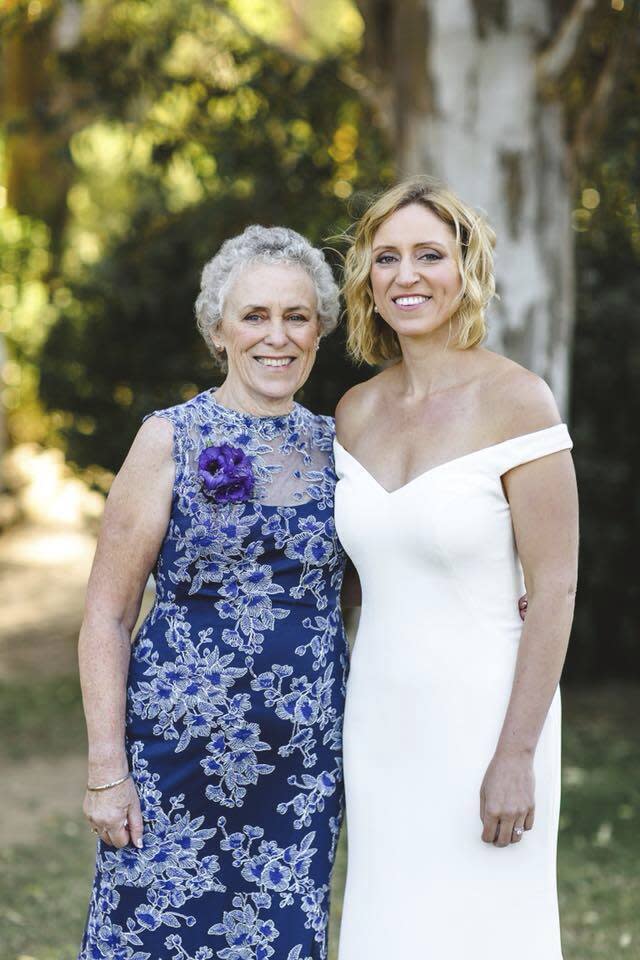 In this undated handout photo, Sarah Depoian poses with her daughter Carolyn Bester. A lawsuit is being filed by Depoian against Dr. Merle Berger, a former Harvard professor and founder of one of the nation's largest fertility clinics for allegedly using his own sperm instead of the sperm of an anonymous donor to impregnate Depoian during an intrauterine insemination procedure. (Photo provided by Sarah Depoian via AP)