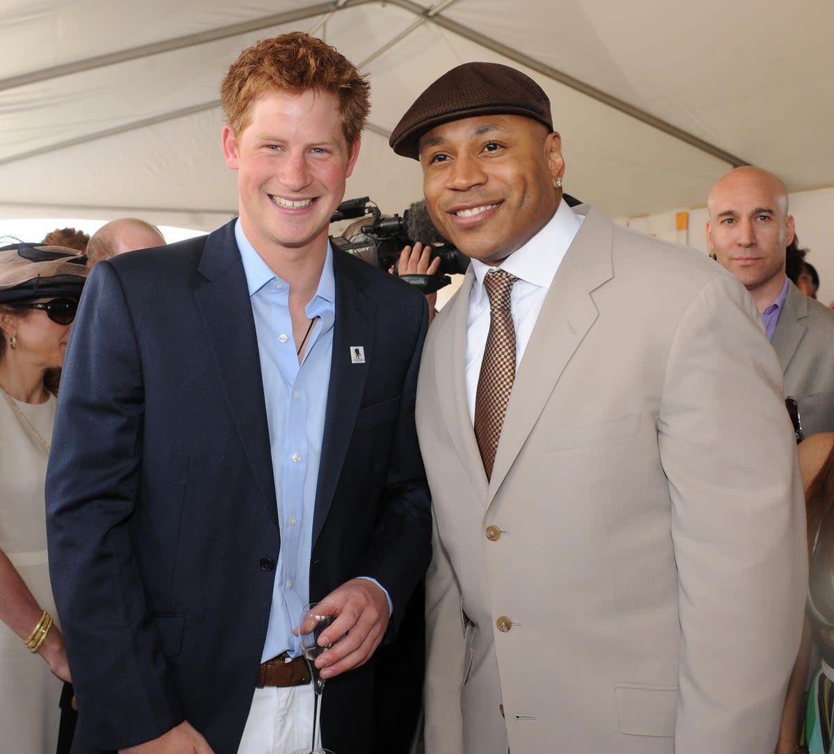 Prince Harry and LL Cool J at the Veuve Clicquot polo match in New York (PA)