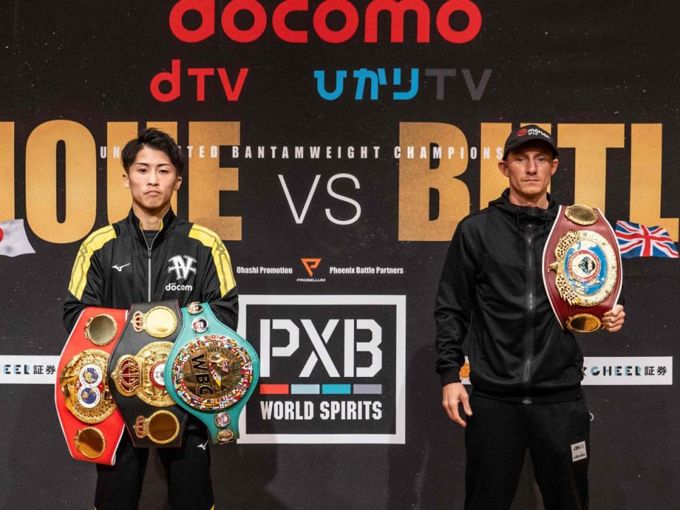 Naoya Inoue (left) and Paul Butler will clash to crown an undisputed bantamweight champion (AFP via Getty Images)