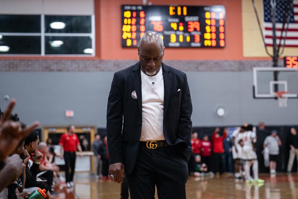 North coach Al Pettway takes a moment to soak in the Polar Bears' 78-40 win over Waltham on Friday.