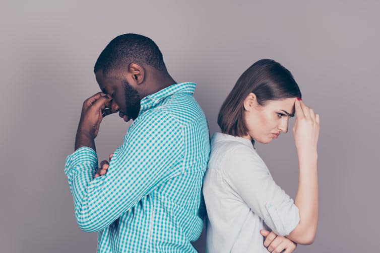 <span class="caption">Waiting isn’t the first option for most.</span> <span class="attribution"><a class="link " href="https://www.shutterstock.com/image-photo/two-mixed-race-people-having-headaches-567930598?src=BfMovmT4kodYPjqmI2_aZA-1-3" rel="nofollow noopener" target="_blank" data-ylk="slk:Roman Samborskyi/Shutterstock;elm:context_link;itc:0;sec:content-canvas">Roman Samborskyi/Shutterstock</a></span>