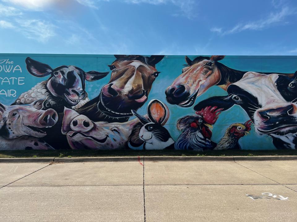 One of four new murals from James Navarro debuted in 2021 on the southwest side of the Iowa State Fair.
