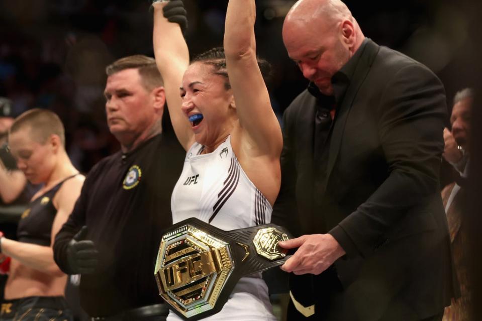 Carla Esparza is the new women’s strawweight champion after beating Rose Namajunas (Getty Images)