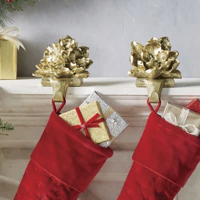 12) Magnolia Bloom Stocking Holders, Set of Two