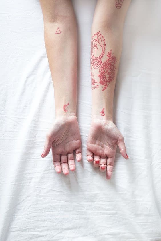 2) Red ink tattoos