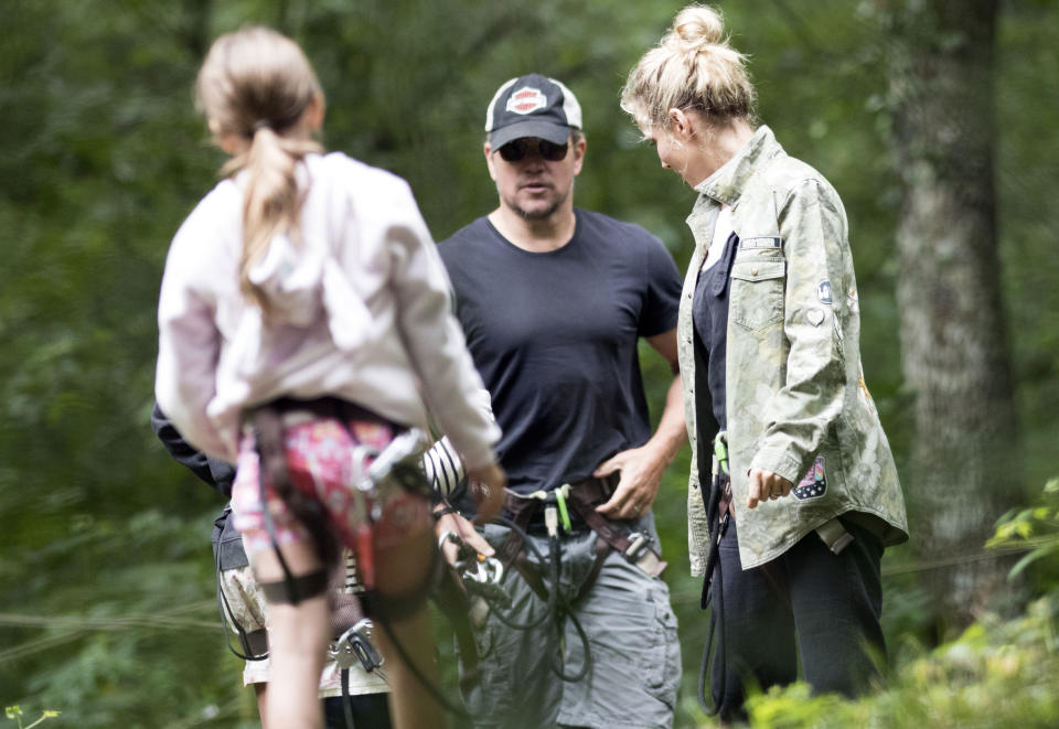 <p>The day after the families tooks things to new heights going zip lining. Source: Getty </p>