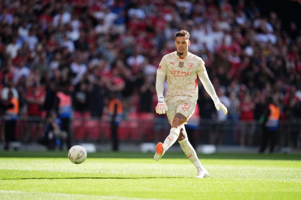 Ederson's penalty-taking ability saw him score a crucial penalty at Wembley. (Adam Davy/PA)