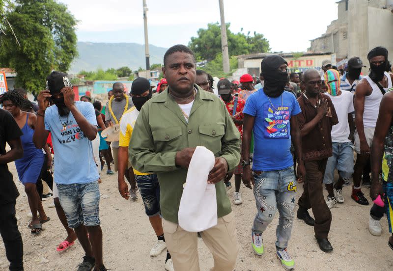 FILE PHOTO: Jimmy "Barbecue" Cherizier leads a march against Prime Minister Ariel Henry, in Port-au-Prince