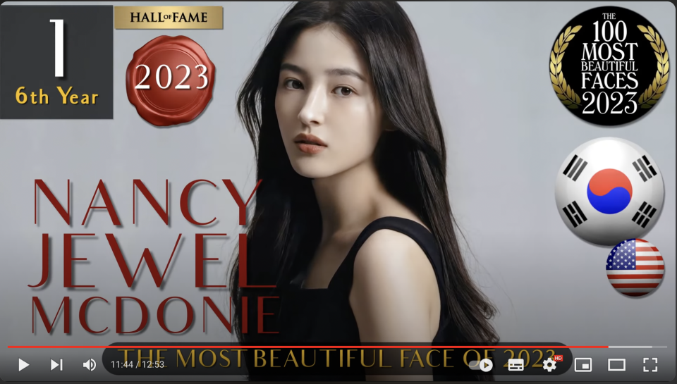 2023世界最美臉孔，由MOMOLAND成員Nancy奪冠。（圖／翻攝TC Candler YouTube）