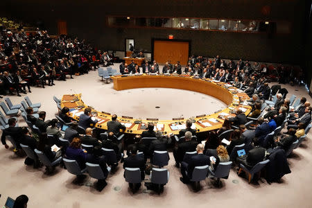 FILE PHOTO: The United Nations Security Council meets about the situation in Venezuela in the Manhattan borough of New York City, New York, U.S., January 26, 2019. REUTERS/Carlo Allegri/File Photo