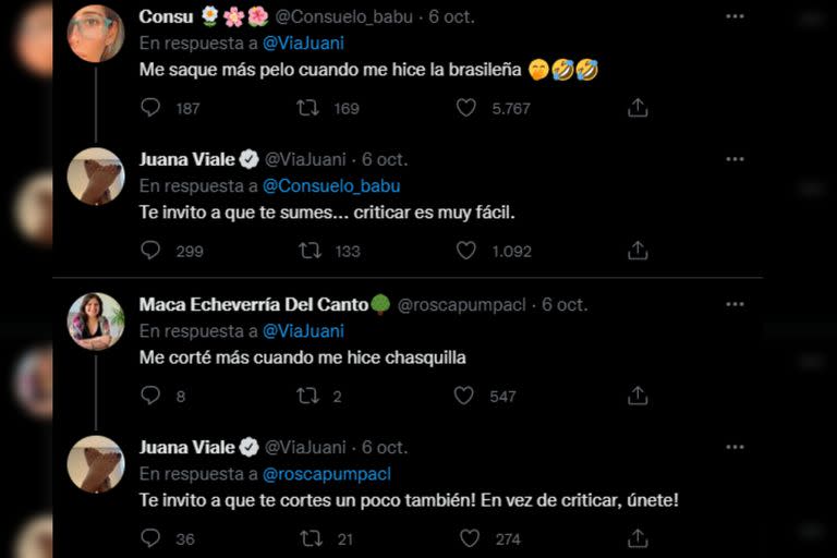 La palabra de Juana Viale ante las críticas (Captura Twitter)