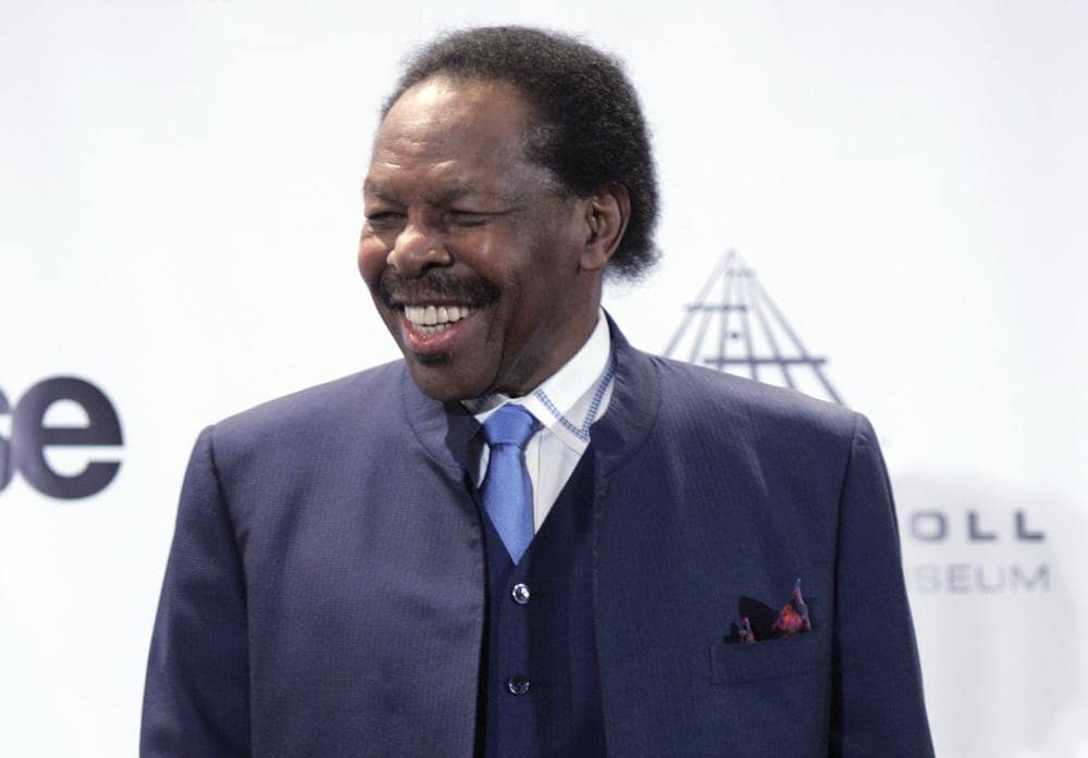 This March 14, 2011 file photo, shows Lloyd Price appears backstage at the Rock and Roll Hall of Fame induction ceremony, in New York. The New Orleans mainstay and Rock and Roll Hall of Famer has died. Price was known for such hits as “Lawdy Miss Clawdy” and “Stagger Lee.” His wife Jackie said he died Monday, May 3, 2021 in New Rochelle, N.Y. (AP Photo, File)