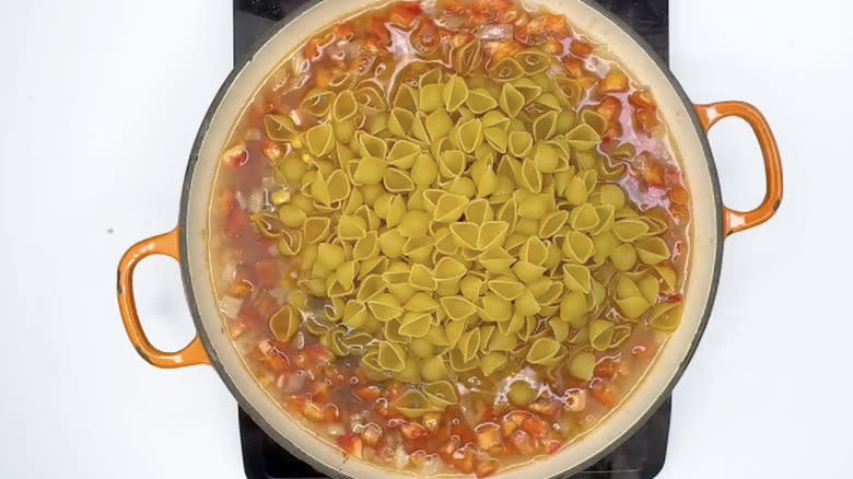 Cooking Black Bean and Corn Taco Pasta 