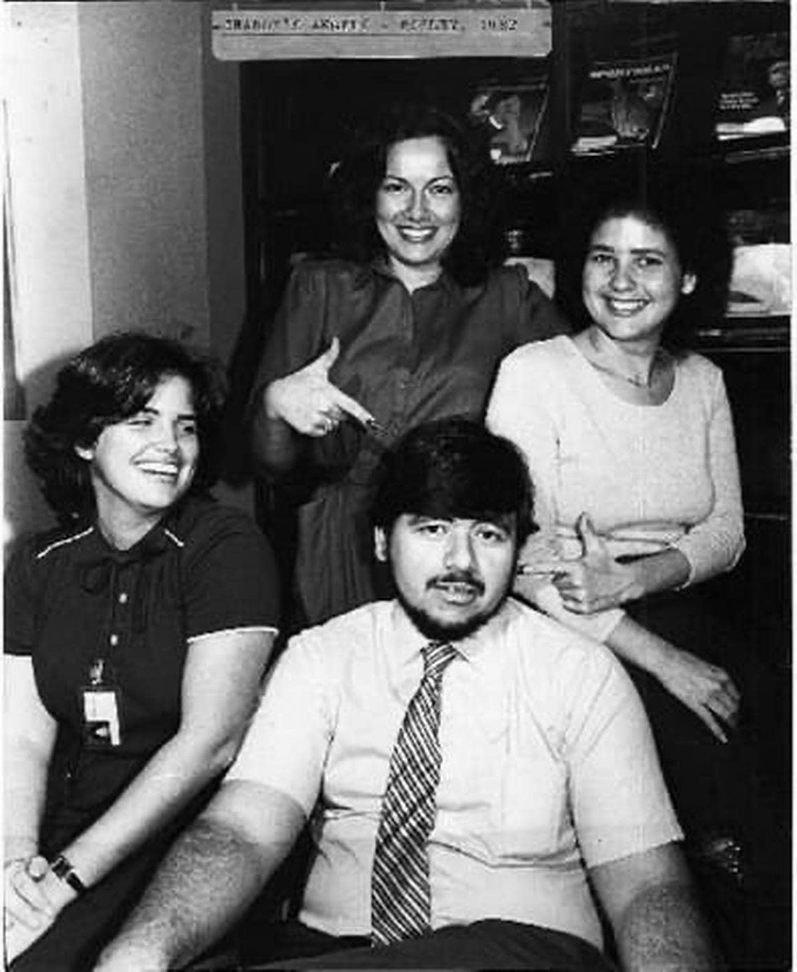 Fabiola Santiago, Nery Ynclán, Liz Balmaseda and Jay Ducassi in 1982 in the Herald. Alfonso Chardy was its editor. ”We used to call ourselves ‘Chardy’s Angels’ and Jay Ducassi was “Bossley,” Santiago said. Miami Herald Archives