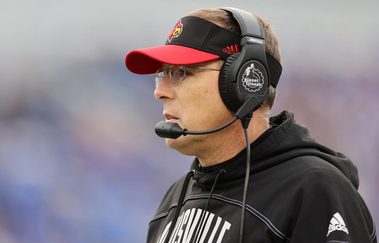 Louisville coach Scott Satterfield is reportedly set to be the next coach at Cincinnati. (Photo by Andy Lyons/Getty Images)