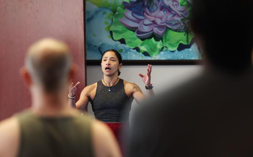 Ana Carolina Lima instructs a capoeira class at Trolley Square in Salt Lake City on Friday, April 28, 2023. | Scott G Winterton, Deseret News