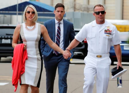 U.S. Navy SEAL Special Operations Chief Edward Gallagher arrives at court for the start of his court-martial trial at Naval Base San Diego in San Diego