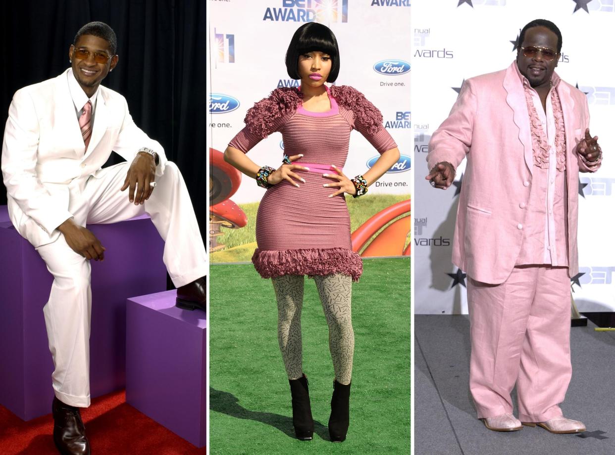 Usher, Nicki Minaj, and Cedric the Entertainer at the BET Awards over the years.