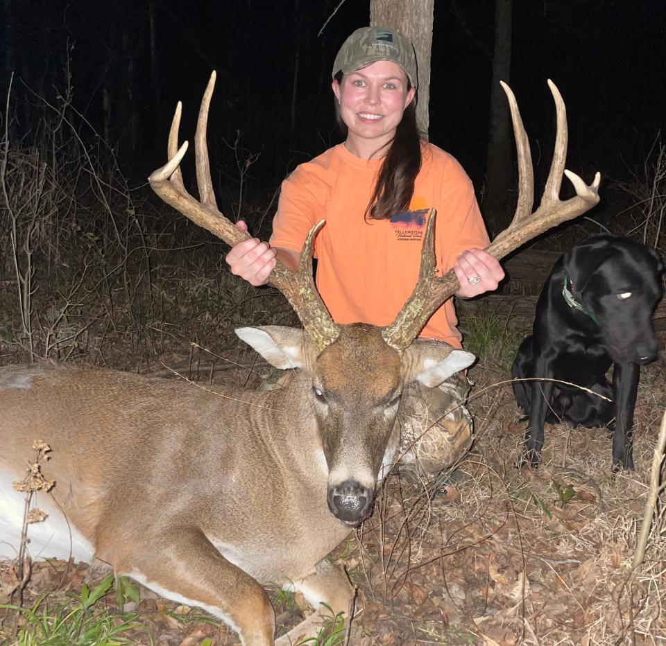 After her husband missed him twice and she missed him once, Victoria Garland of Onward was finally able to harvest this 146-class Delta buck.