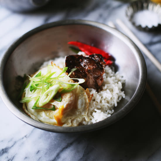 Braised Pork with Ginger-Pickled Shishito Peppers