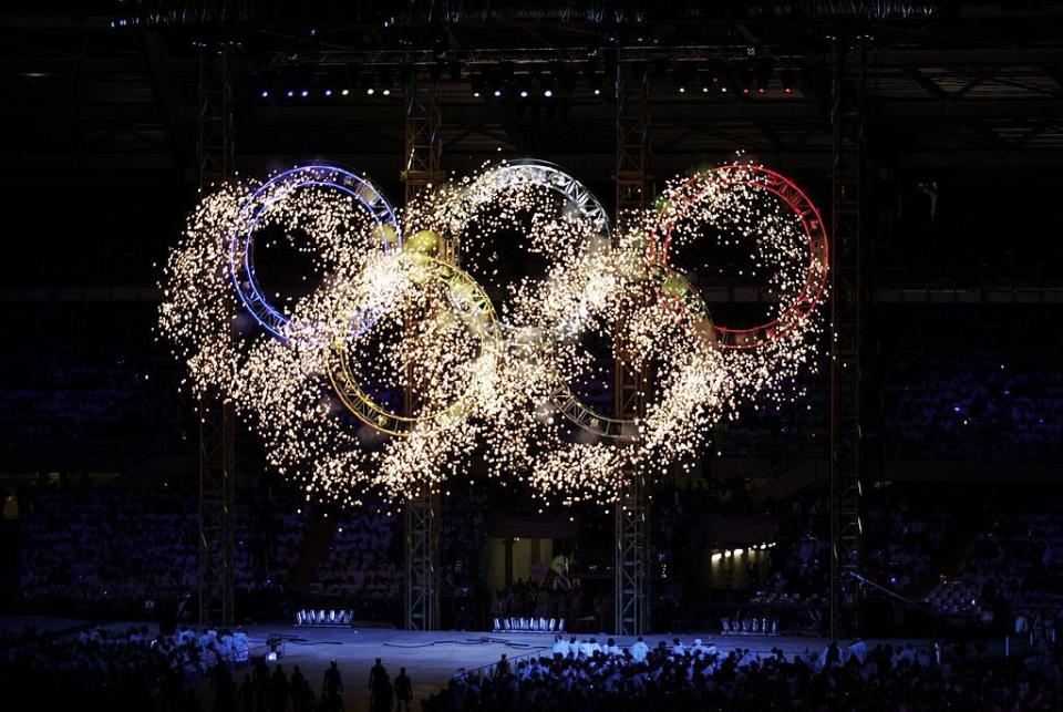 <p>The largest and tallest Olympic Rings were set up for the games and would be illuminated in fireworks in a memorable moment.</p>