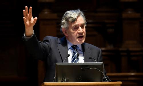 Gordon Brown Addresses Conference On How China's Economic Growth Could Impact UK<br>EDINBURGH, SCOTLAND - OCTOBER 04: Former British Prime Minister Gordon Brown, addresses a conference exploring China's 900 billion dollar initiative to stimulate economic growth and the impact it will have on the UK on October 4, 2017 in Edinburgh, Scotland. The former Prime Minister is one of several international scholars and business leaders taking part in the landmark conference at the University of Edinburgh McEwan Hall that will assess the potential impact of China's most significant investment since the Great Wall. (Photo by Jeff J Mitchell/Getty Images)