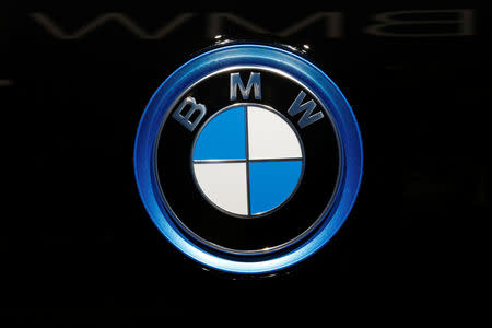 The BMW logo is seen on the second press day of the Paris auto show, in Paris, France, October 3, 2018. REUTERS/Regis Duvignau/File Photo