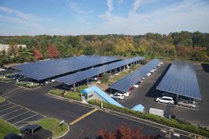 Konica Minolta’s U.S. Headquarters in Ramsey, NJ is partially powered by solar energy – and has been since 2013. The solar energy system consists of carport canopies supporting solar panels that produce about 10 – 15 percent of the Ramsey campus’ energy needs alone.