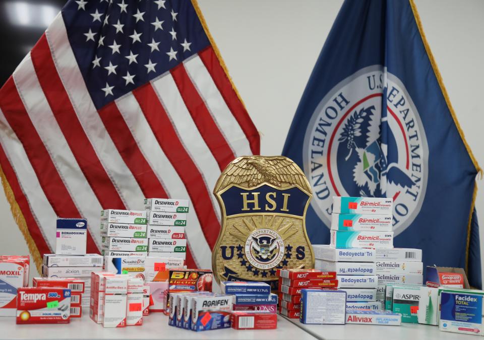 Homeland Security Investigations seized illegally imported, counterfeit and prescription Mexican medicines at El Paso-area mom-and-pop stores and a swap meet on March 17.