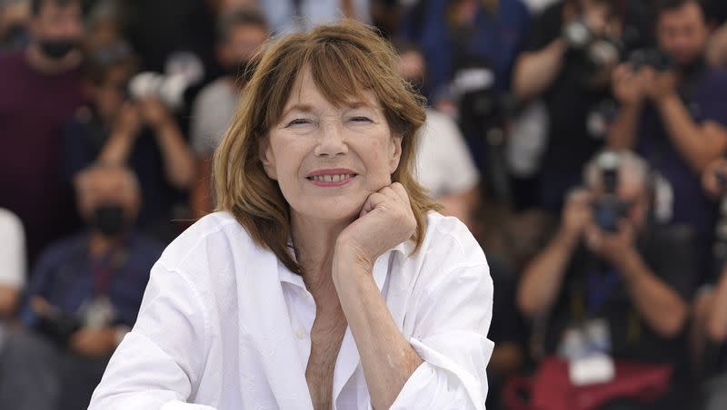 Jane Birkin poses for photographers at the photo call for the film “Jane By Charlotte” at the 74th international film festival, Cannes, southern France, Thursday, July 8, 2021.