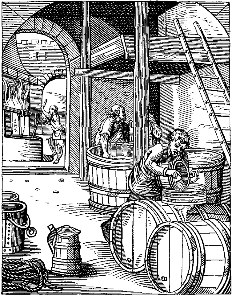 <span class="caption">The Brewer. Designed and engraved in the 16th century by J Amman.</span> <span class="attribution"><a class="link " href="https://en.wikipedia.org/wiki/File:The_Brewer_designed_and_engraved_in_the_Sixteenth._Century_by_J_Amman.png" rel="nofollow noopener" target="_blank" data-ylk="slk:Wikimedia Commons;elm:context_link;itc:0;sec:content-canvas">Wikimedia Commons</a></span>