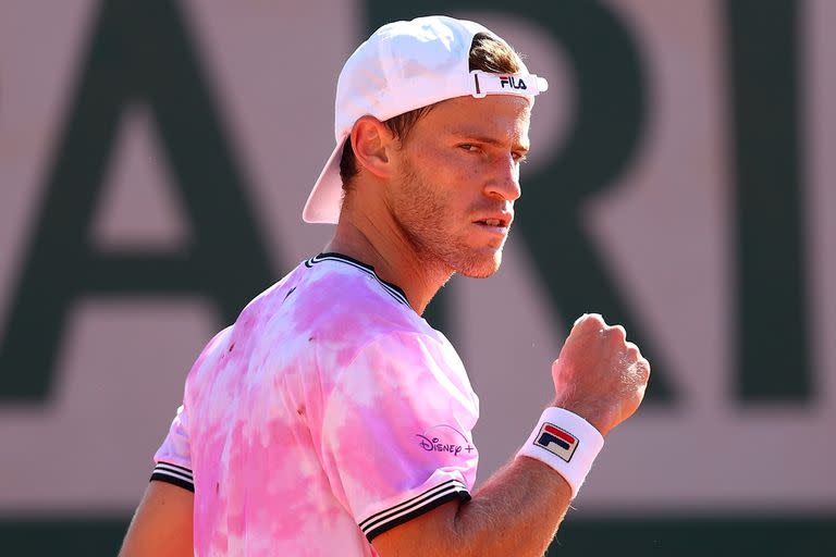 Diego Schwartzman festeja frente al taiwanés Yen-Hsun Lu; sólo cedió siete games en el debut