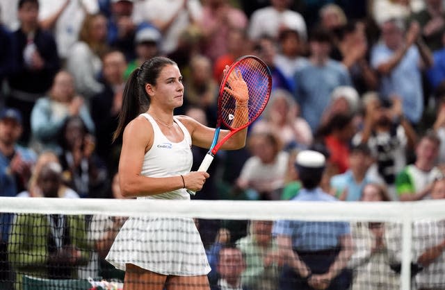 Emma Navarro celebrates beating Coco Gauff 