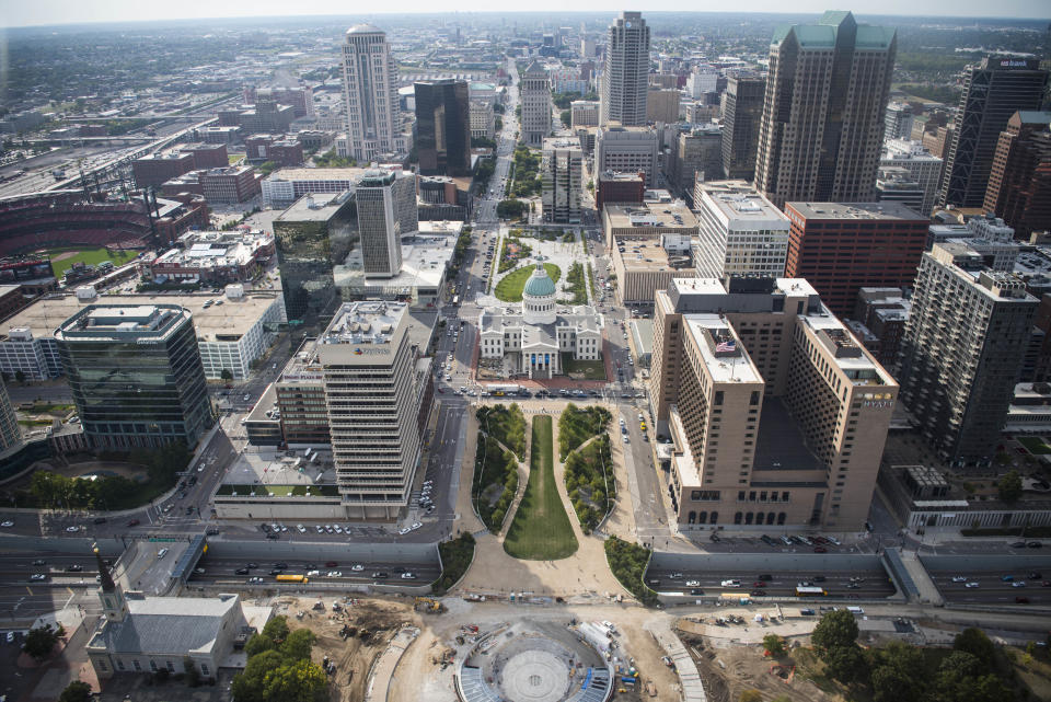 A view of the city from the top of the arch.