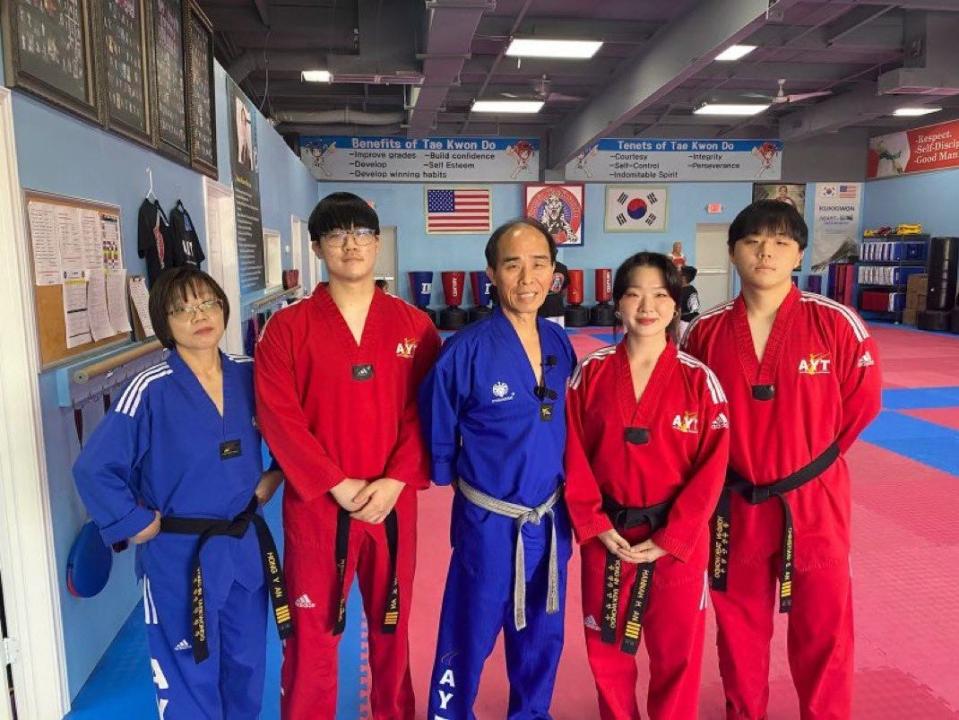 The An family at Yong-In Tae Kwon Do in Katy, Texas.