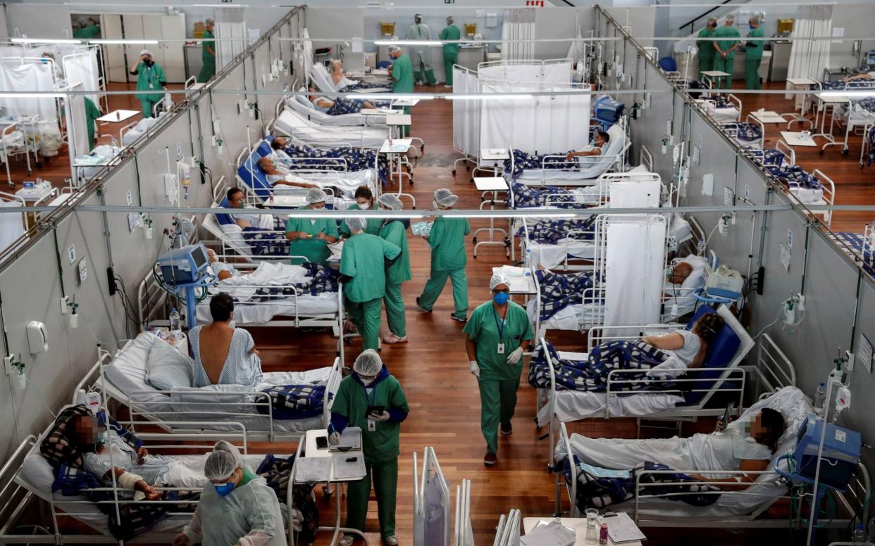 The second wave of the pandemic in Brazil hit young people particularly hard, as this picture of many patients under 40 in hospital in Santo Andre, Brazil, shows - Sebastian Moreiro/Shutterstock