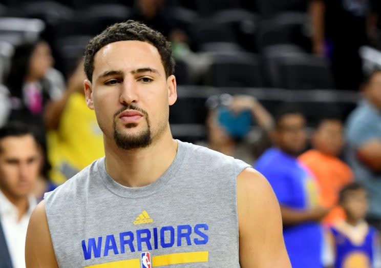 Klay Thompson was not pleased on Friday. (Getty Images)