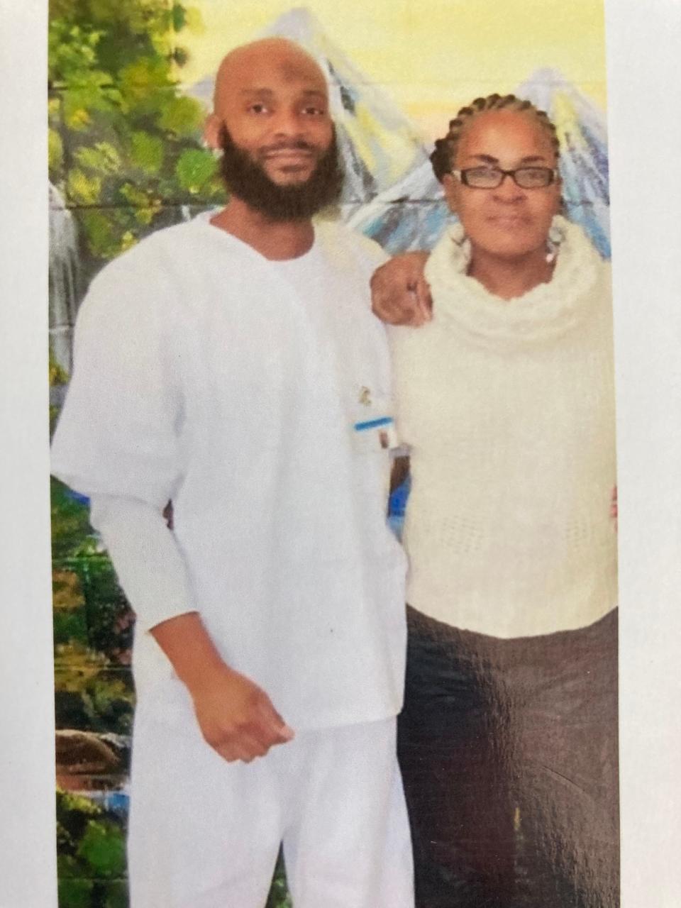 David Holloman pictured with his mother at James T. Vaughn Correctional Center near Smyrna.