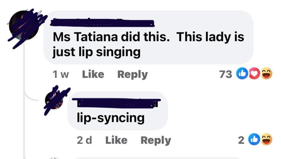 Correction of term from "lip singing" to "lip-syncing" in social media comments