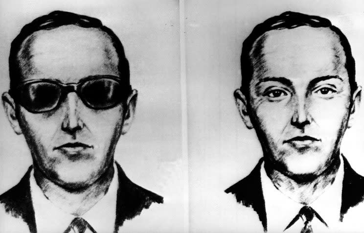 This undated artist's sketch shows the skyjacker known as D.B. Cooper from recollections of the passengers and crew of a Northwest Orient Airlines jet he hijacked between Portland, Ore., and Seattle on Thanksgiving eve in 1971. The FBI says it's no longer actively investigating the unsolved mystery of D.B. Cooper. The bureau announced it's 