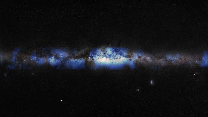 Artist's composition of the Milky Way seen with a neutrino lens