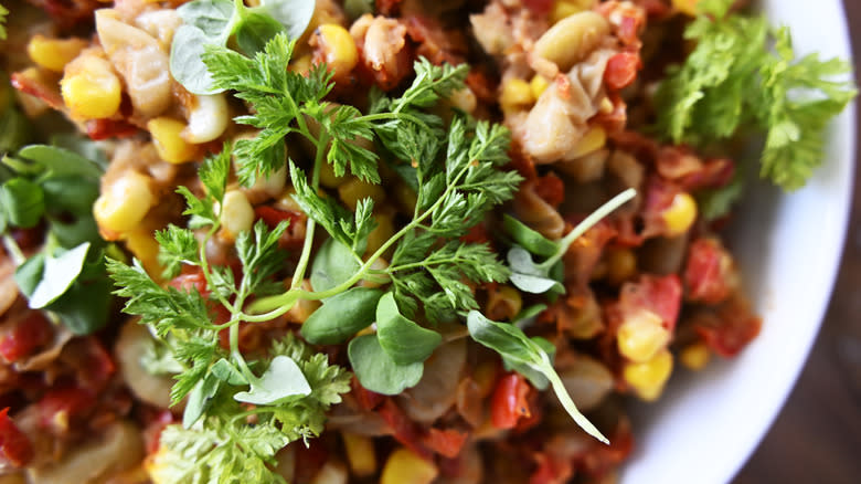 Fresh butter bean salad and herbs