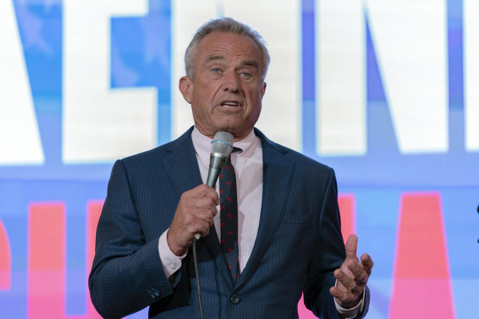 Independent presidential candidate Robert F. Kennedy Jr. speaks during the Libertarian National Convention at the Washington Hilton in Washington, Friday, May 24, 2024. (AP Photo/Jose Luis Magana)