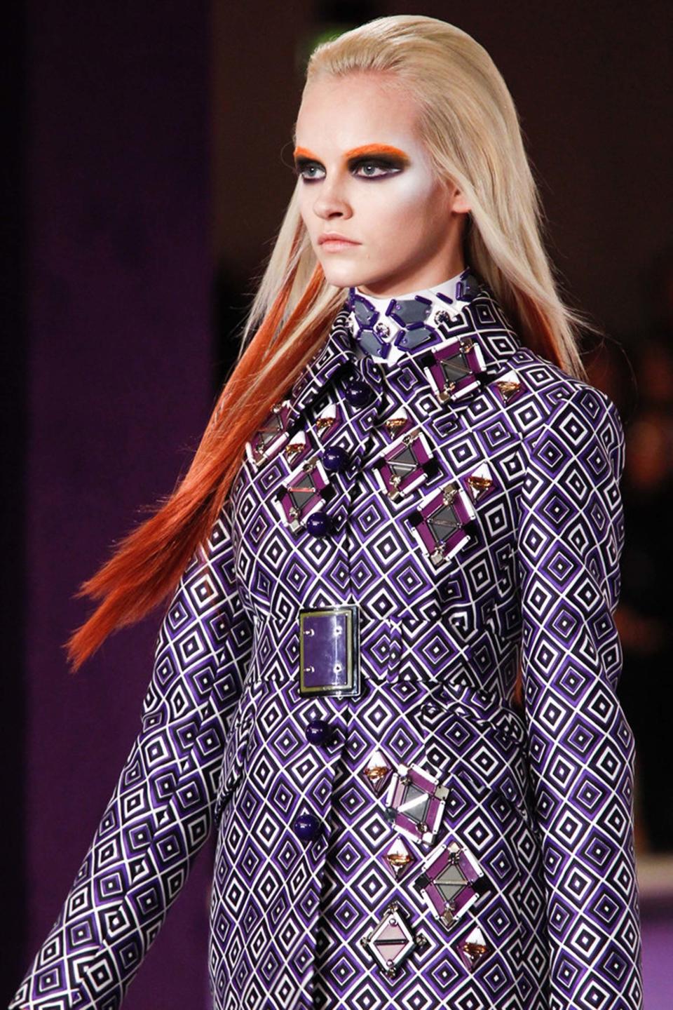 During the early days of street style's colorful, pastel highlights, the Fall 2012 Prada runway showcased contrasting, dip-dyed, manga-inspired manes that took conceptual hair color to chic new heights.