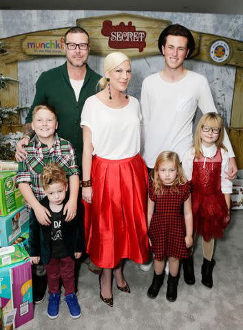 Tiffany Rose/Getty Finn McDermott; Liam McDermott, actor Dean McDermott; actress Tori Spelling; Hattie McDermott; Jack McDermott and Stella McDermott