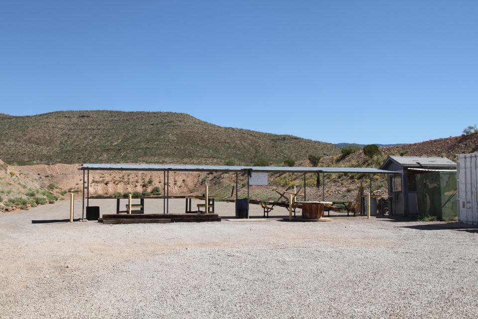 Current bays predominantly used by local law enforcement organizations at the Sidney Paul Gordon Shooting Range in La Luz, New Mexico